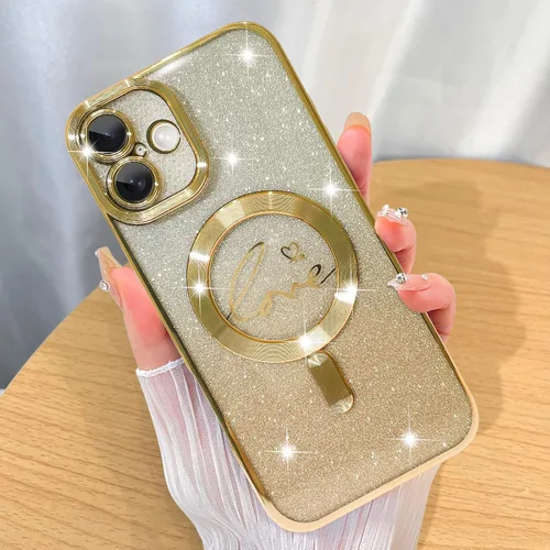 Miniatura 45 de ZIYE Funda Magnética Diseñada para iPhone 11 Funda con Purpurina Plateado de Lujo Corazón de Amor Compatible con MagSafe Funda Transparente