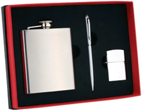 Juego personalizado con frasco de acero inoxidable de 8 onzas, encendedor y bolígrafo, regalo de padrino de boda, grabado