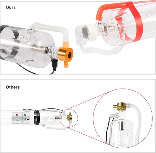 Miniatura 5 de Cloudray Tubo láser 40W 720mm Diá.50mm, Tubo láser CO2 grabador 45W, Cable preconectado con revestimiento, Tubo CO2 de 40 vatios con cabezal