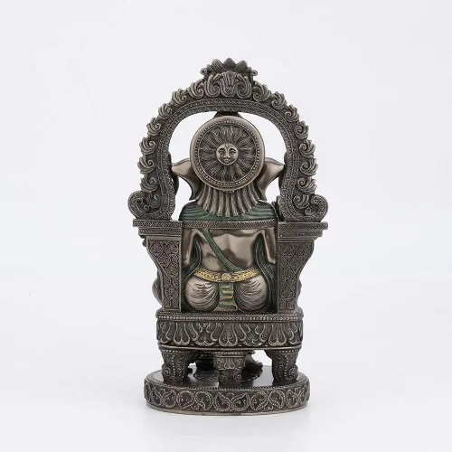 Miniatura 5 de Veronese Design 10 1/4 pulgadas de alto Lord Ganesha sentado en el trono con arco del templo elefante hindú Dios Fortuna Estatua de resina bronceada
