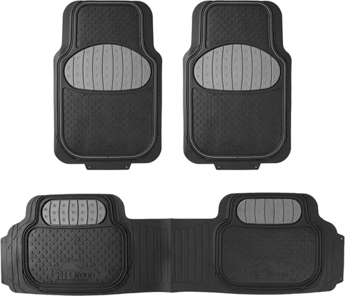 FH Group Alfombrillas para auto - Alfombrillas de goma resistentes para autos, juego completo universal, alfombrillas automotrices recortables, Gris