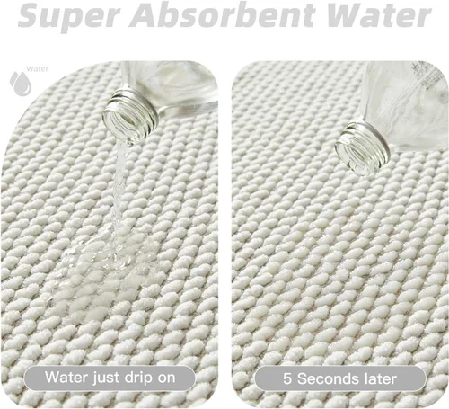 Miniatura 3 de BULULOM Alfombras de baño de chenilla, antideslizantes, absorbentes, de secado rápido, delgadas, lavables, para suelo de baño, ducha, fregadero
