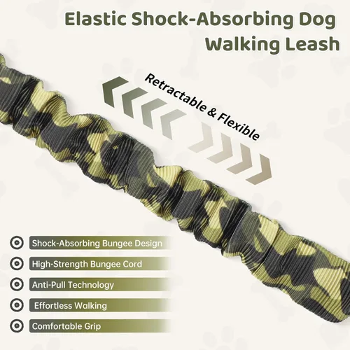 Miniatura 3 de Correa elástica retráctil de doble asa manos libres con ribete reflectante, cinturón ajustable para pasear al perro, correr, senderismo, correa