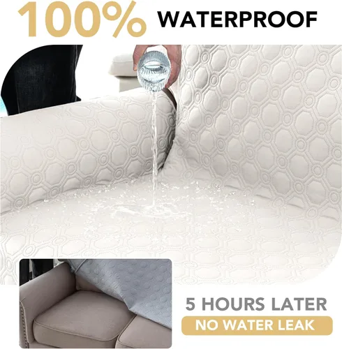 Miniatura 4 de H.VERSAILTEX Funda 100% Impermeable para Silla Gruesa y Duradera Fundas para Sofá para Perros Protector de Sofá Triple Antideslizante Fundas
