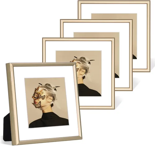 Miniatura 37 de 9x12 Picture Frame Set of 4, Matted Black Simple Modern Brushed Thin Aluminum Metal Photo Frame Fits 6x8 with Mat or 9 x 12 without Mat Vertical and