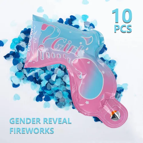 Miniatura 2 de Pistola de felicitación con globos de confeti para revelación de género, para él o ella (juego de 10) suministros de fiesta para bebé niño o niña