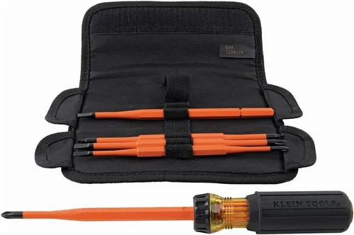 Miniatura 11 de Klein Tools 32288 Destornillador aislado, juego de destornilladores 8 en 1 con cuchillas intercambiables, 3 Phillips, 3 puntas ranuradas y 2 puntas