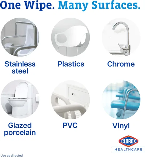 Miniatura 5 de Clorox Healthcare Toallitas desinfectantes limpiadoras de peróxido de hidrógeno, 12 x 11 pulgadas, cubo, 185 unidades (el paquete puede variar)