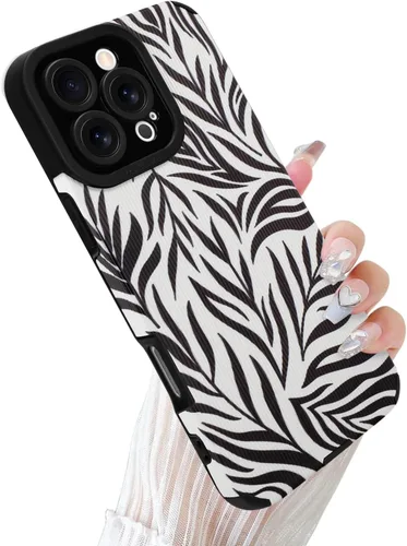 Miniatura 19 de Funda Wlxee para iPhone 15 Pro Max con patrón de ola, TPU suave con parachoques, cuero PU, diseño de cebra lindo para mujeres y niñas - Negro Gris