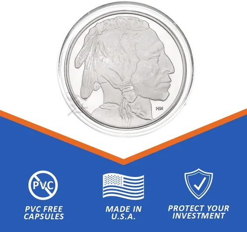 Miniatura 2 de 25 cápsulas Air-Tite H39 (1.535 in) de ajuste directo para monedas de 1 oz de plata y cobre