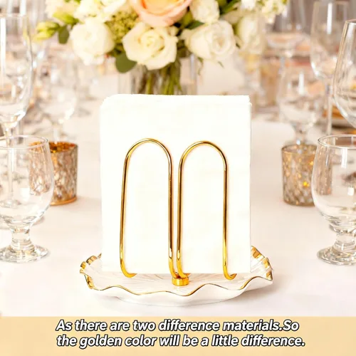 Miniatura 2 de Servilletero Moderno de Pie para Mesa, Servilleteros de Cerámica Dorados para Navidad, Servilleteros de Papel, Dispensador de Servilletas de Navidad