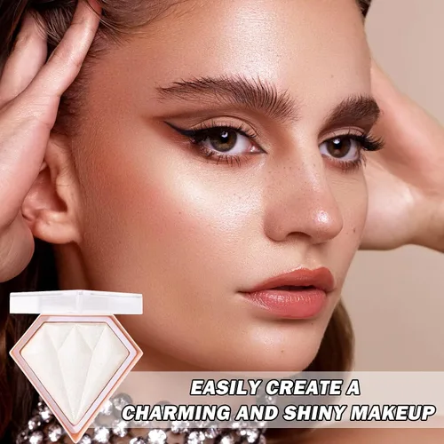 Miniatura 7 de Paleta de maquillaje con resaltador facial blanco, polvo de contorno brillante, impermeable, de larga duración, ilumina la tez facial, iluminador