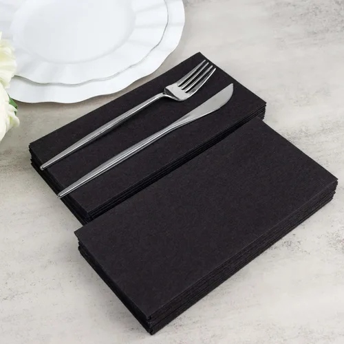 Miniatura 2 de Efavormart - Paquete de 20 servilletas de papel Airlaid suaves de lino negro para fiestas, altamente absorbentes, desechables
