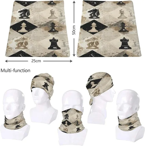 Miniatura 8 de Pasamontañas para el cuello, transpirable, pieza de ajedrez, bandanas marrones para el sol y al viento, máscara facial, bufanda para la cabeza