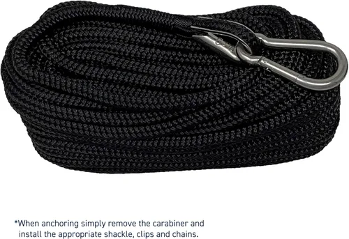 Miniatura 3 de RainierSupplyCo Cuerda de Ancla para Barco - Cuerda Marina de Doble Trenzado Línea de Ancla - Línea de Navegación de Nailon de 50 pies con Dedal