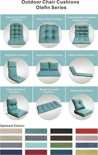 Miniatura 7 de Cojines para silla Adirondack para patio al aire libre, esquinas redondas, color azul lago