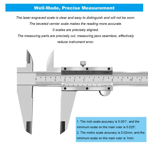 Miniatura 3 de Calibre Vernier micrómetro de 8 pulgadas/7.9 in, herramienta de medición de precisión de acero inoxidable (pulgadas/métrico), medición