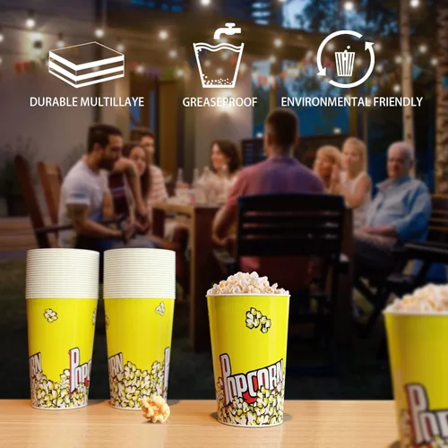 Miniatura 6 de Recipientes de palomitas de maíz de 46 onzas, paquete de 44 cubos reutilizables de cartón para palomitas de maíz, tazas clásicas de palomitas