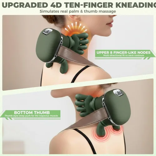 Miniatura 3 de Masajeador de hombros y cuello con calor, masaje biónico 4D de cuello calentado con dedos simula un verdadero masaje de palma para aliviar el dolor