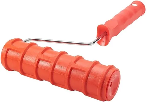 Bettomshin 1 unids 12.598 in longitud total caucho pintura rodillo cepillo 6.890 in rojo grano pintura rodillo con mango de plástico para pared