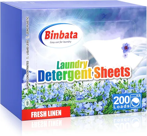 Miniatura 8 de Binbata Hojas de detergente para ropa, 200 cargas, aroma cítrico, hipoalergénicas, ecológicas, biodegradables, sin plástico, sin líquido, aptas