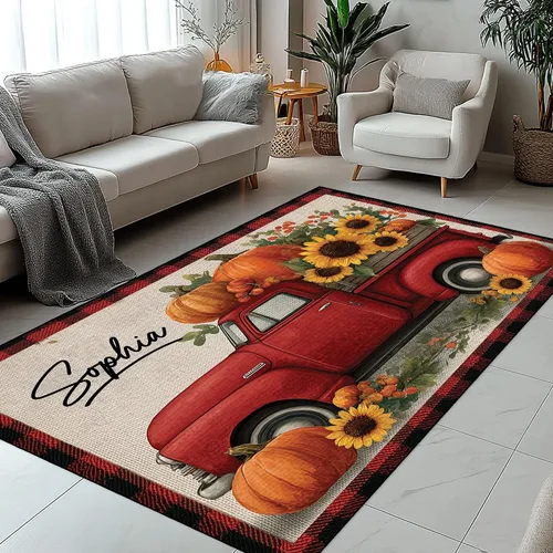Miniatura 9 de Alfombra de otoño personalizada – Alfombra de interior y exterior para porche, entrada, sala de estar – Nombre personalizado pasillo pasillo – 3