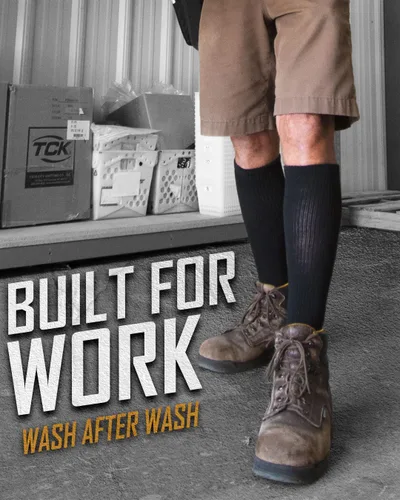 Miniatura 3 de Calcetines de trabajo por encima de la pantorrilla para hombres y mujeres 9-11, 10-13, 13-15, absorben la humedad, calcetines altos acolchados hasta