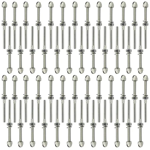 Miniatura 14 de Muzata Paquete de 10 accesorios de barandilla de cable negro de 1/8 pulgadas, tensor roscado a mano para poste de metal de 2 x 2 pulgadas, sistema