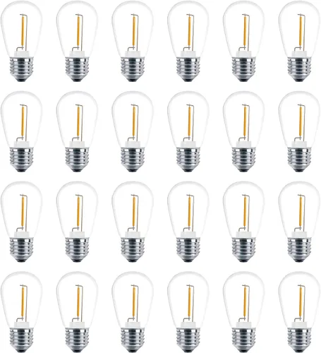 Miniatura 9 de Bombillas LED de luz de cadena S14 de color, paquete de 24 bombillas de 1 W, de plástico irrompible e impermeable, para interiores y exteriores