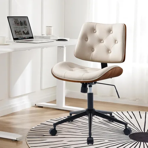 BV Silla de escritorio sin brazos con ruedas, silla giratoria de 360 grados para oficina en casa, sin brazos, silla de trabajo de altura ajustable