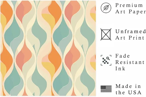 Miniatura 2 de Ethan Taylor Abstract Wall Art Prints Unframed Square Posters 'Retro 70s Hippie Groovy Pattern XI' Retro Home Décor for Living Room, Bedroom