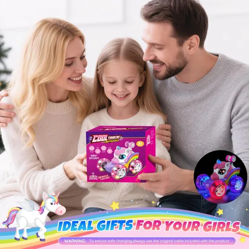 Miniatura 8 de Coche de Control Remoto para Niños - Gira 360° y Salta 4WD Coches RC de Acrobacias para Niños, Coche RC de 2.4GHz con Luces LED, Regalo de Navidad
