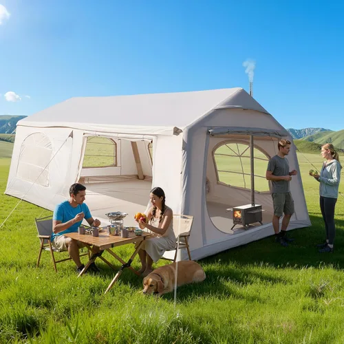 Miniatura 10 de Inflatable Blow Up Tents for Camping,Waterproof Oxford Hot Tent with Manual Pump,Spacious Easy Setup Inflatable Camping Air Tent for Family Glamping
