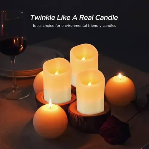 Miniatura 8 de Hausware Velas sin llama, a batería, juego de 12 (D: 7,62 cm x A: 10,16 cm) Velas de cera real, pilar titilante, velas LED sin llama con control
