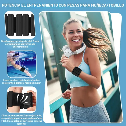 Miniatura 4 de Pesas de muñeca, paquete de 2 pesas ajustables para muñeca y tobillo para mujeres/hombres, brazaletes de muñeca de silicona para caminar, yoga