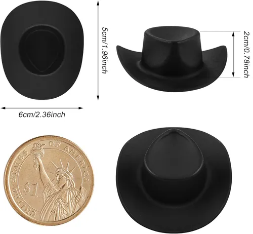 Miniatura 2 de Skylety 20 piezas de sombrero de vaquero y vaquera en miniatura de plástico occidental pequeño lindo sombrero de muñeca para decoración de tarta