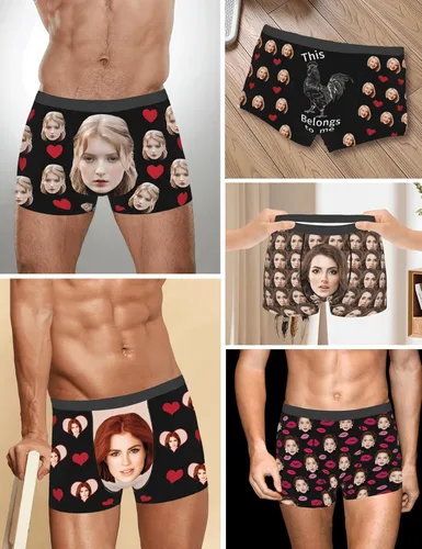 Miniatura 5 de Paquete de 2 calzoncillos personalizados para hombres, boxeadores personalizados para hombres con cara, regalos personalizados para hombres