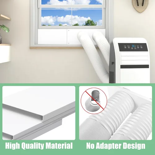 Miniatura 4 de Kit de sellado de ventana de aire acondicionado portátil de doble manguera, kit de ventilación de ventana ajustable de 5 pulgadas de diámetro