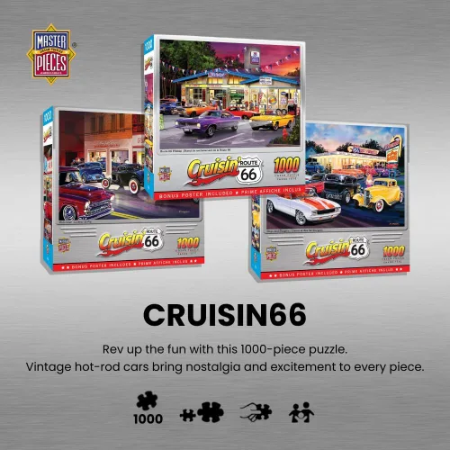 Miniatura 2 de MasterPieces Cruisin' Route 66 - Rompecabezas de 1000 piezas de colección.