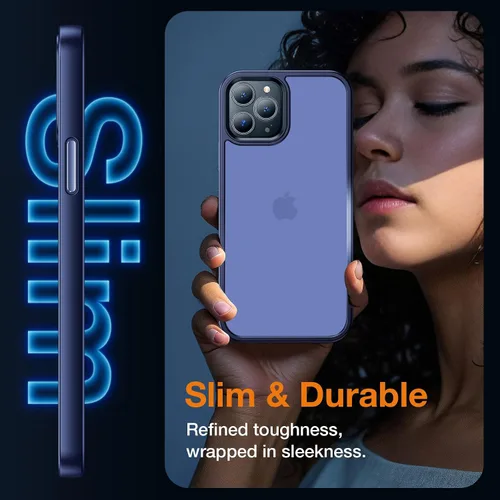 Miniatura 5 de Yriklso Funda para iPhone 12 Pro Max, a prueba de golpes, iPhone 12 Pro Max, protección contra caídas de grado militar, funda protectora rígida Azul