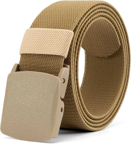 Miniatura 9 de Cinturón de nylon libre de metal para hombres correa militar extensible web con hebilla de plástico