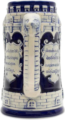Miniatura 4 de Taza de cerveza azul cobalto de 0.6 litros, taza de cerveza grabada con castillo festivo, regalo de cerveza ideal para hombres, taza de jarra