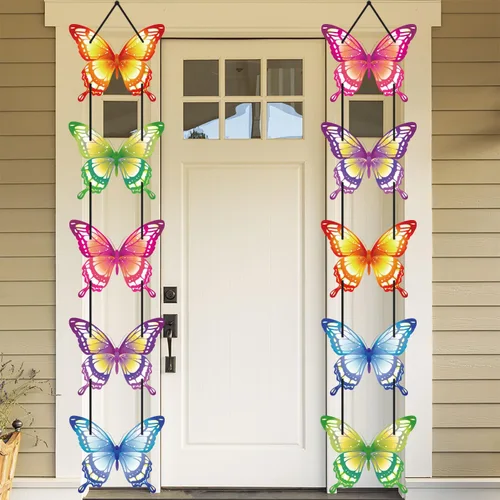 Cartel de decoración de fiesta de cumpleaños de mariposa, suministros de fiesta de mariposa para interiores y exteriores, cartel de telón de fondo