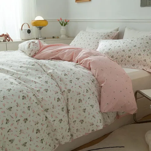 Miniatura 5 de AMWAN Juego de funda de edredón floral bohemio de algodón, ropa de cama con estética de jardín, elegante, botánico, con cierre con cremallera y 4
