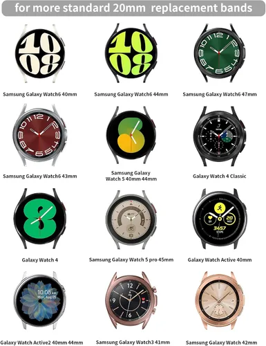 Miniatura 5 de JOYOZY Correas de reloj de 0.787 in compatibles con Galaxy Watch 6/5/7/FE 1.575 in 1.732 in/Watch 4 1.575 in 1.732 in/Watch 6 Classic 1.693 in 1.850