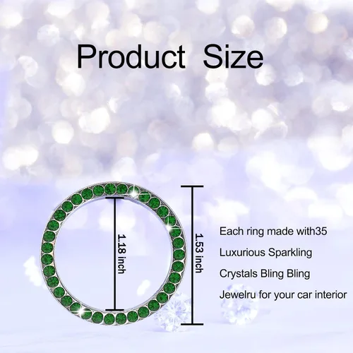 Miniatura 2 de Bling Car Ring Smblem Sticker, Accesorios Brillantes para Automóvil para Botón de Arranque, Llave de Encendido y Anillo de Perilla Verde