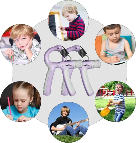 Miniatura 6 de Fortalecedor de agarre de mano para niños y jóvenes, agarre de mano de resistencia ajustable de 11 a 45 libras, empuñaduras para entrenamiento