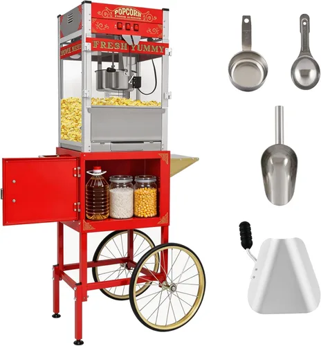Miniatura 18 de Máquina de palomitas de maíz de 12 onzas (rojo) - Máquina de palomitas de maíz para encimera, 3 interruptores fáciles, hace hasta 48-60 tazas