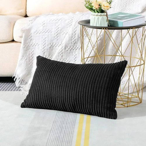 Miniatura 298 de Artscope Fundas de Almohada de Pana a Rayas Acogedoras Súper Suaves Decorativas Cuadradas Fundas de Cojín para Sofá Sillón Dormitorio Decoración