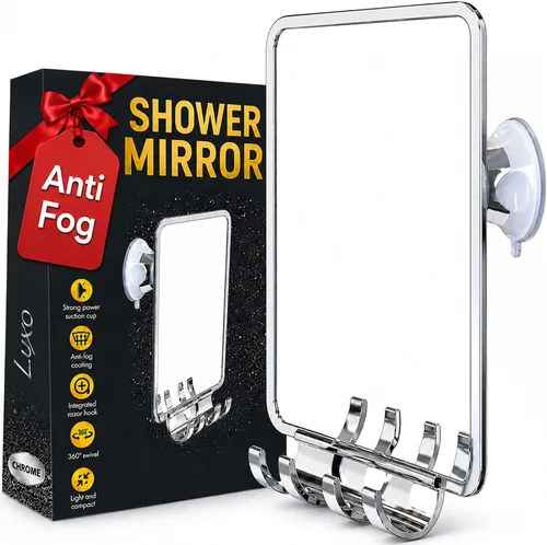 Miniatura 7 de Luxo Espejo de ducha, espejo de ducha sin niebla para afeitarse con un soporte extraíble para afeitar, espejo de afeitado para ducha con una potente